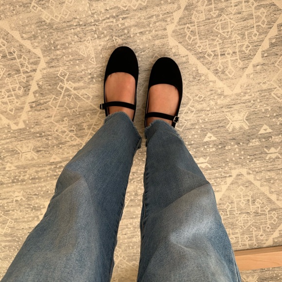 Black Suede Mary Jane Flats | Women’s 6.5 Wide Fit - Picture 5 of 8